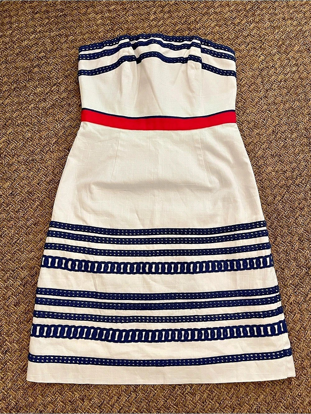 Vineyard Vines Striped Mini Dress in White & Blue Size 2